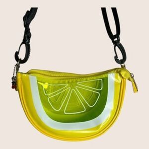 🍋 LEMON WEDGE VINYL TRANSPARENT CROSSBODY HANDBAG PURSE ADJUSTABLE STRAP CHARMS